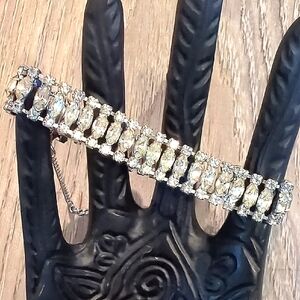 Vintage Rhinestone Silver Bracelet